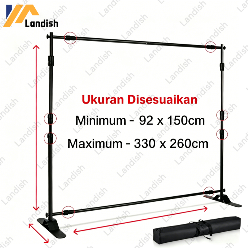 Jual Jumbo Banner Stand 3.3m x 3.3/2.6m Giant Banner/Backdrop/ Backwall ...