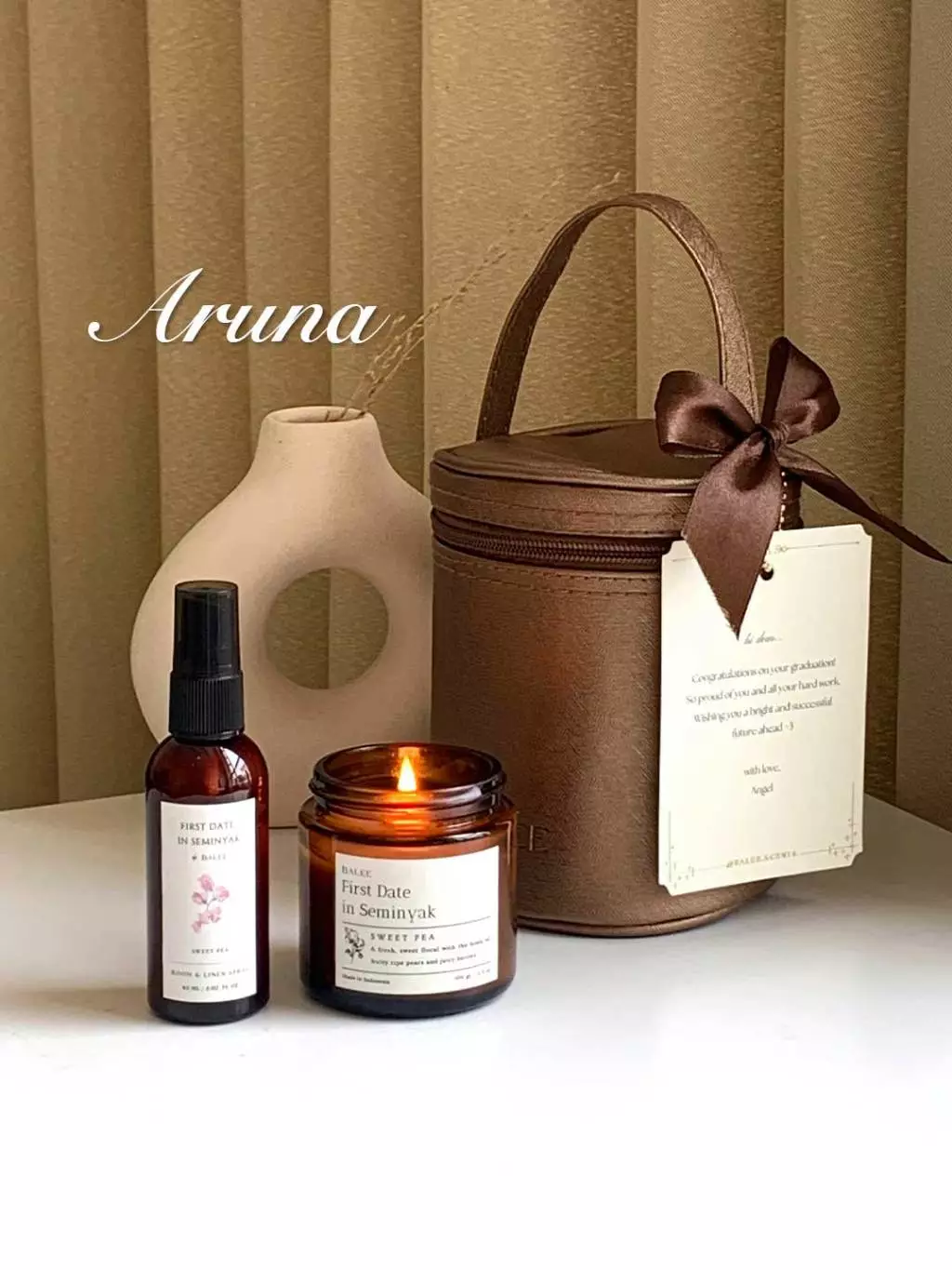 ARUNA - Scented Candle + Room Spray Gift Set by BALEE - Hampers Ulang Tahun Graduation Wedding Birthday