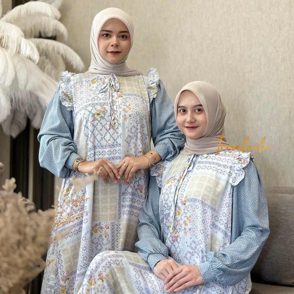 Anaiza Flowers Dress Gamis Wanita Bahan Rayon Adem lembut Cantik Nyaman Elegan By Irmalaila