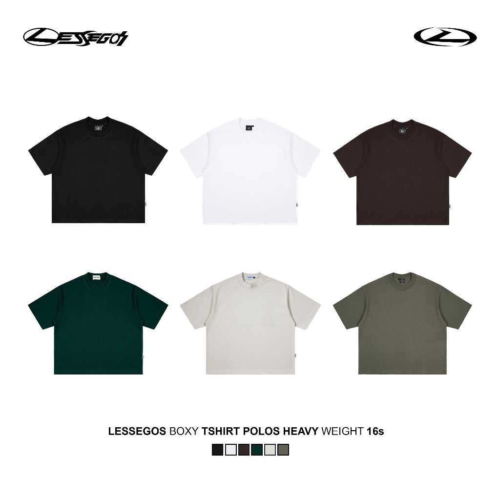 Jual Lessegos Boxy Tshirt Polos Heavyweight 16s | Shopee Indonesia
