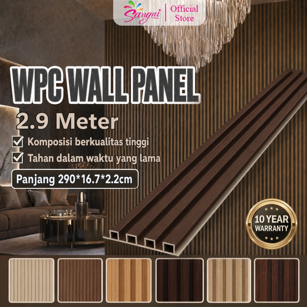 Sangni - 2,9M/1M 16*0.2CM Wood Panel Board 3D Solid WPC/PVC Kisi Ringan Wall Panel Motif Kayu Dekorasi Dinding Aestetic Premium Anti Rayap Dan Anti Air Conwood Ornamen Variasi Menarik Wallpanel Kayu