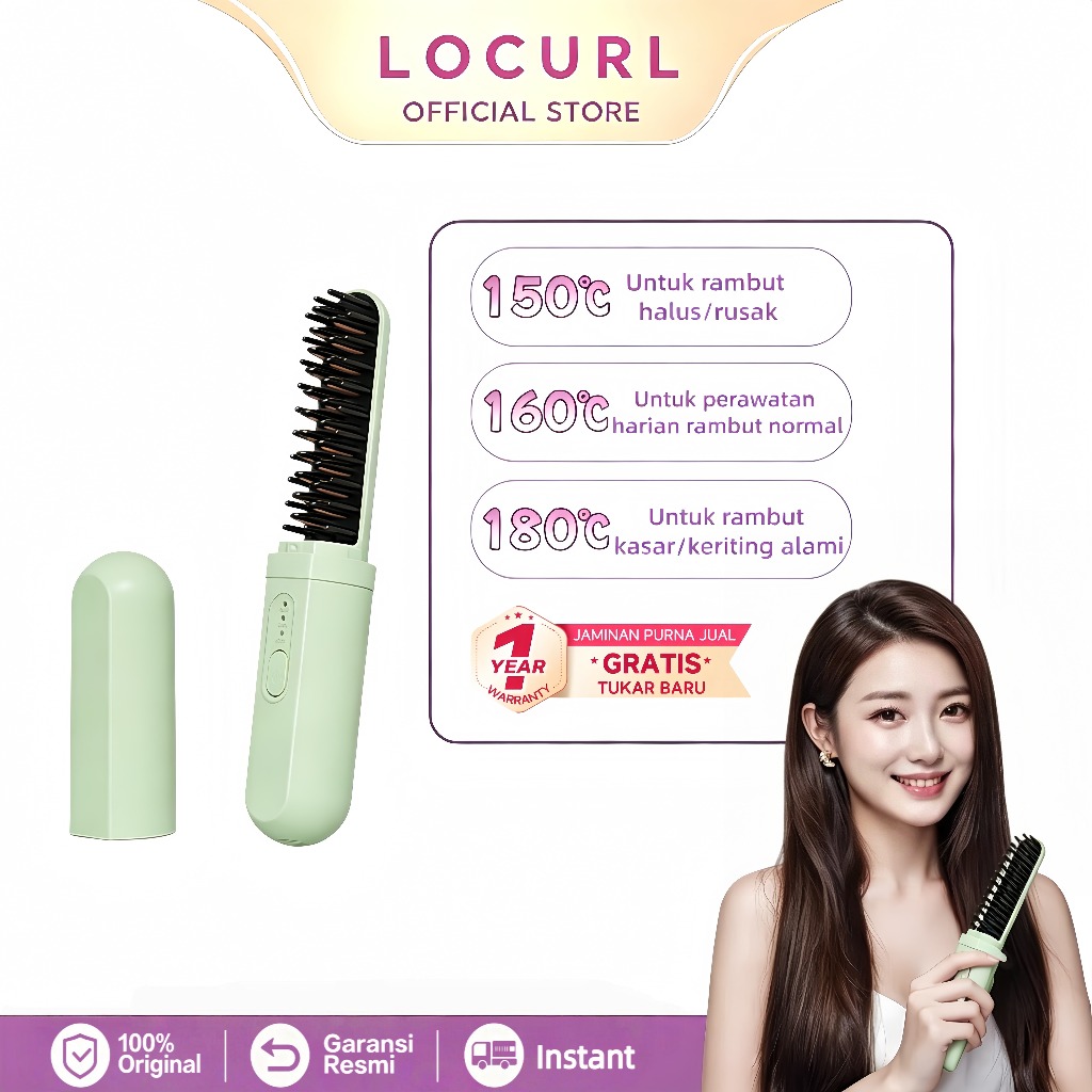 Jual LOCURL - Sisir Pelurus Rambut Elektrik Modern, Alat Sisir Catok ...