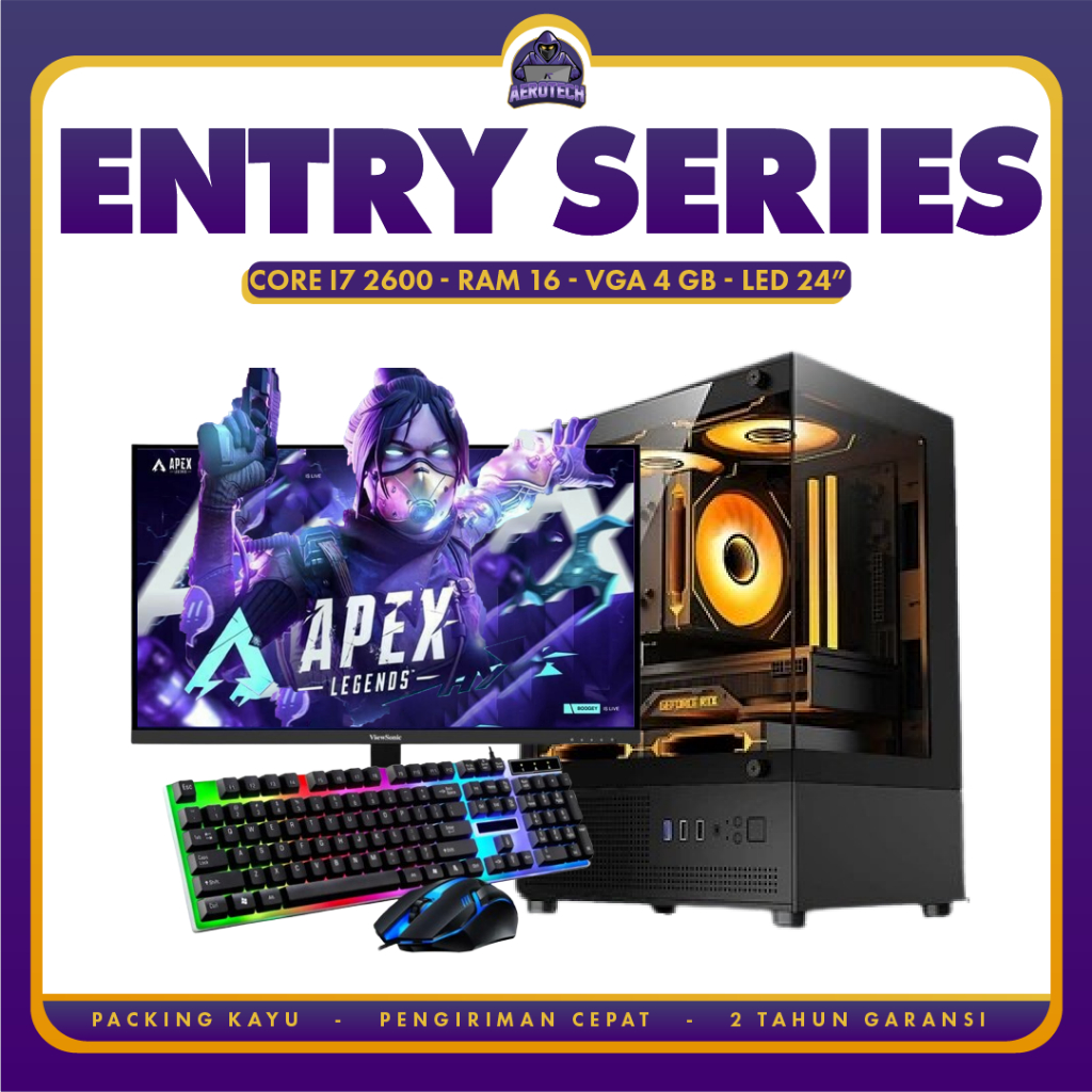 AEROTECH ENTRY PC RAKITAN GAMING CORE I7 | RAM 16 GB | VGA 4 GB | LED 24 INCH 100HZ IPS SIAP PAKAI