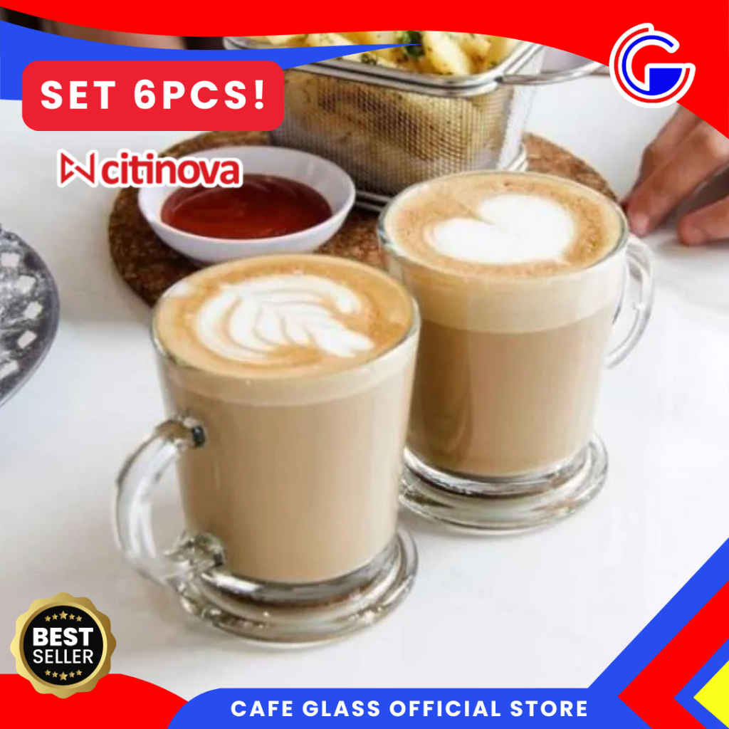 Gelas Kaca Citinova Arabica 180ml - Mug Kopi Kaca Transparan Tahan Panas - Gelas Kopi Latte Cappuccino Estetik