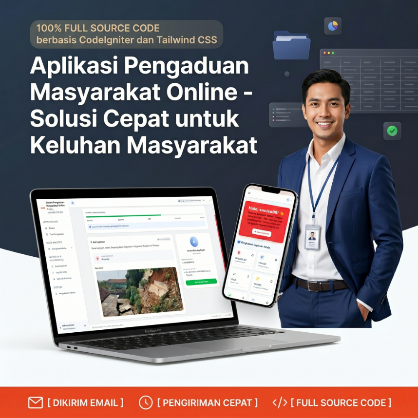 Source Code Aplikasi Pengaduan Masyarakat Web CodeIgniter Tailwind