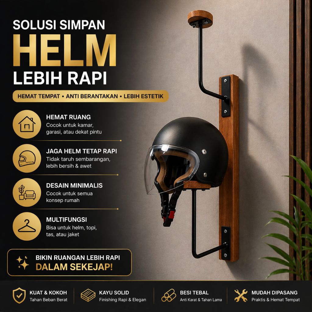 Jual Rak Helm 2 Susun Estetik Besi Kombinasi Kayu Tinggi 55cm | Shopee ...