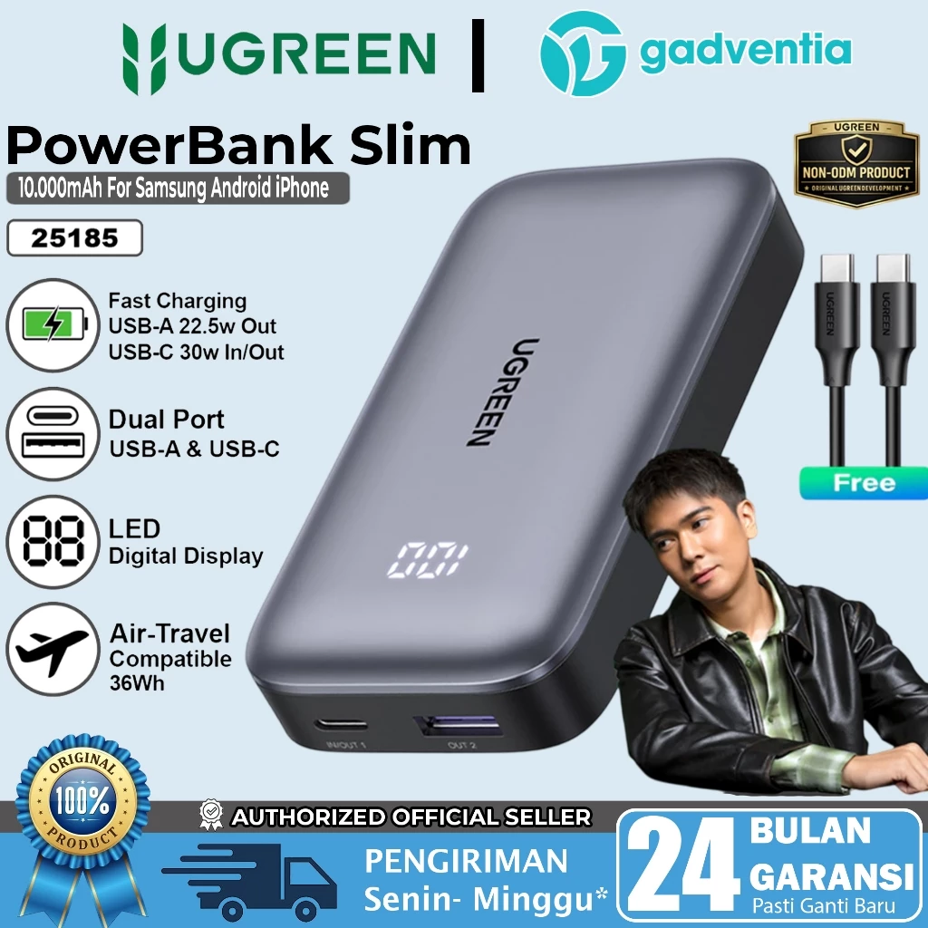 UGREEN Power Bank Mini PD Type C Fast Charging 20W 30W 10.000mAh Minisize Design For iPhone Android