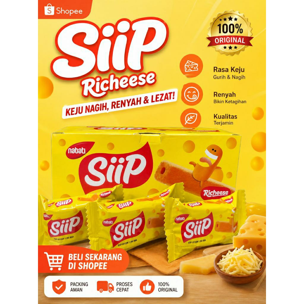 Jual Snack Siip Richeese Nabati Rasa Keju Isi 20 Pcs Cemilan Renyah ...