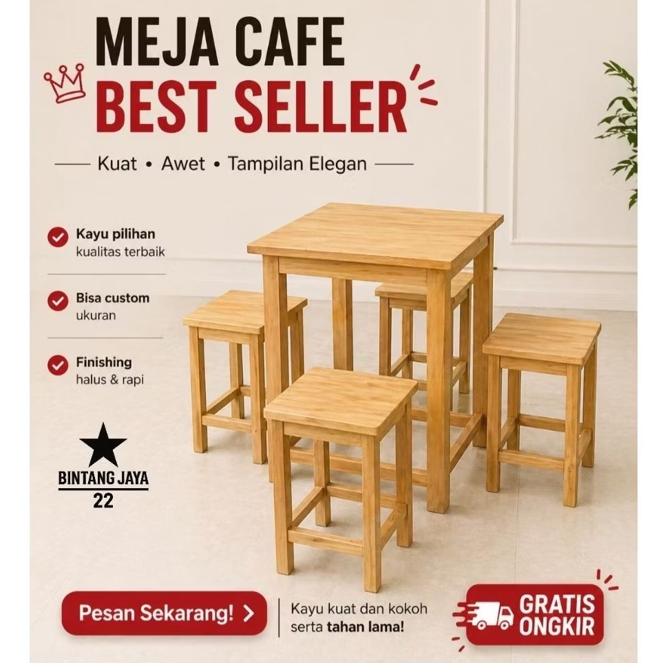 Jual Meja Kursi Caffe Kayu Meja Makan Minimalis Murah | Shopee Indonesia