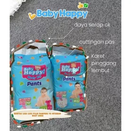 Pampers baby happy Ukuran M/Baby Happy Fit Pants Dry 12 Jam Popok Celana M32
