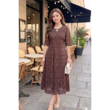 Dress Buka Tutup Sabiyan Full Brokat Xl Xxl Lapis Furing Tangan 7 8