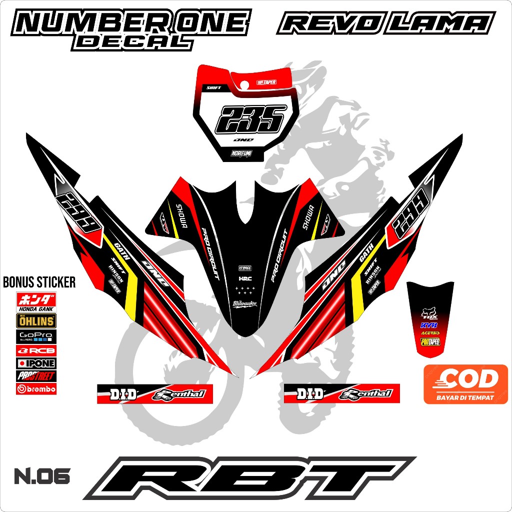 Jual Sticker RBT REVO LAMA/OLD MOTOR RBT BEBEK MODIF SUPERMOTO YZ CRF ...
