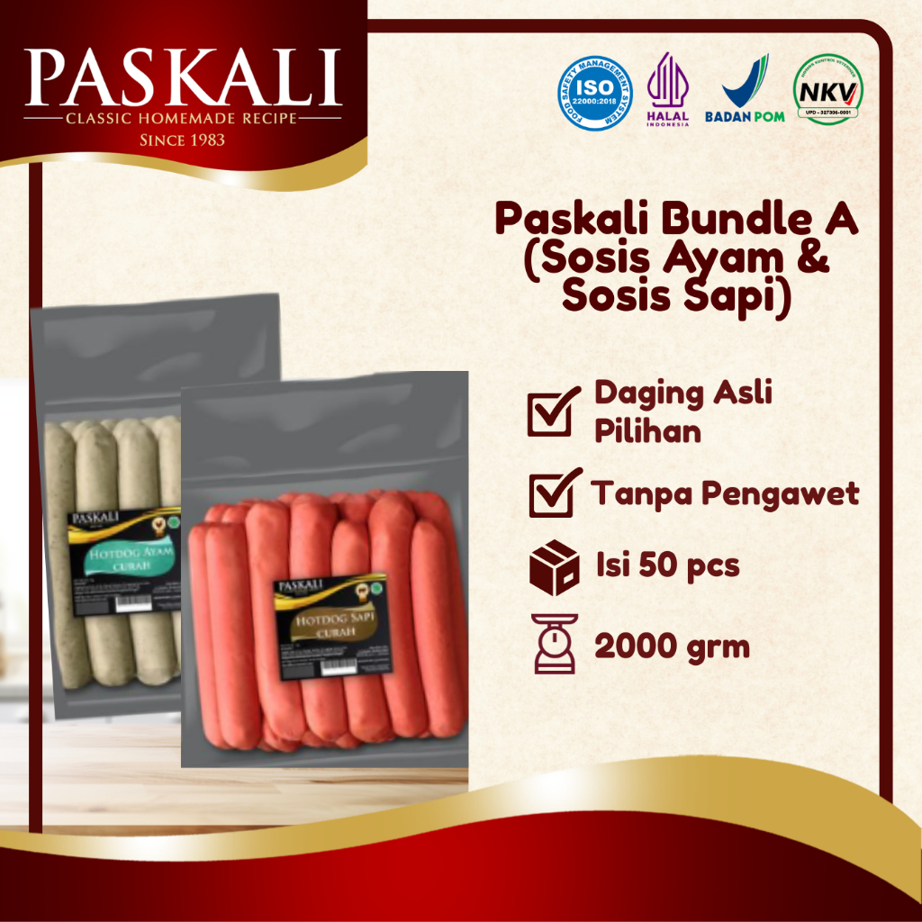 Jual Paskali BUNDLE-A (Sosis Ayam 1000 gram & Sosis Sapi 1000 gram ...