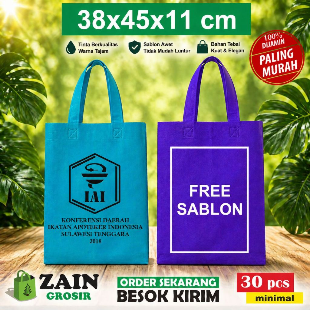 1 HARI BERES Sablon Custom 38x45x11 Tas spunbond goodie bag souvenir spunbond