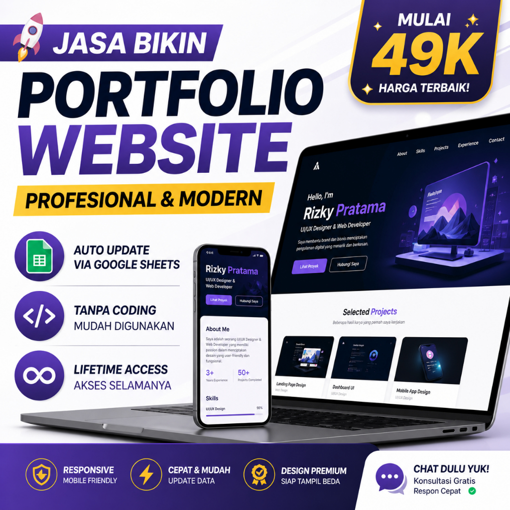 [PREMIUM] Website Portfolio Digital CV - Auto Update Google Sheets - No Coding - Lifetime Access