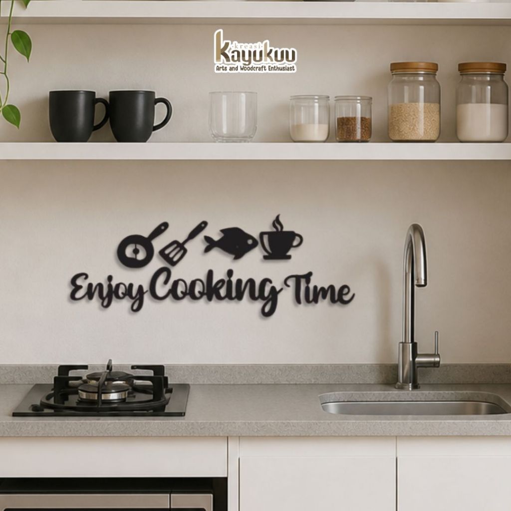 Kreasikayukuu Hiasan Dinding Dapur Enjoy Cooking Time Plywood 5mm | Dekorasi Dapur Minimalis