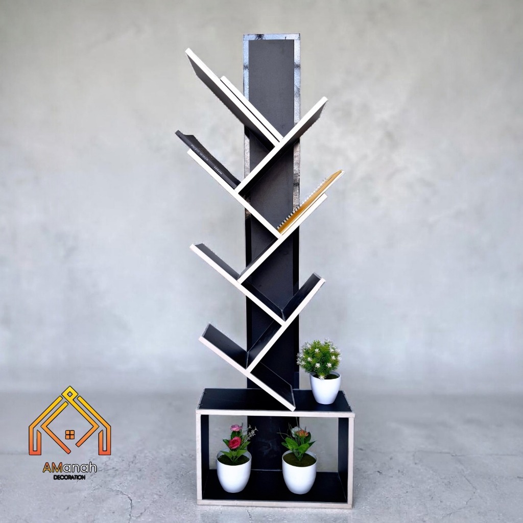 Jual Rak Buku Susun Minimalis Model Menara Pohon 120 Cm Bahan Kayu ...