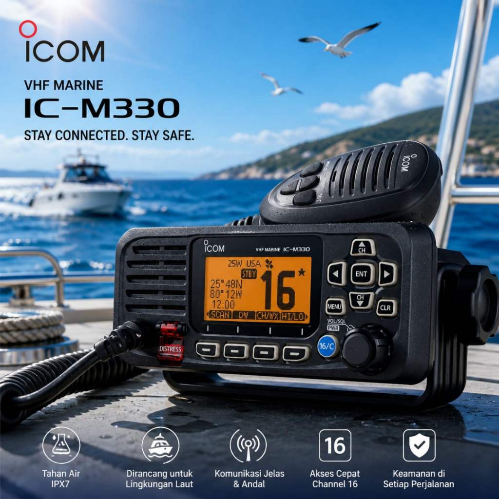 Jual ICOM IC M330 Icom IC M 330 RADIO RIG MARINE VHF Radio kapal Icom ...