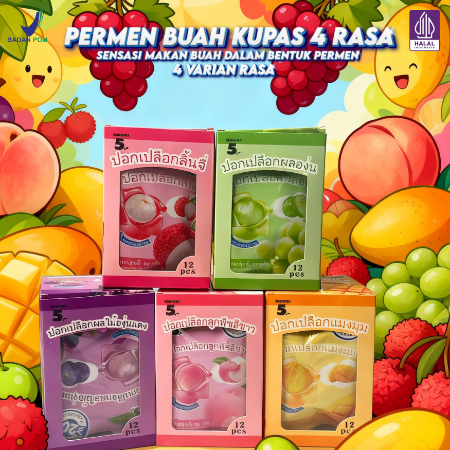 Jual Permen Jelly Gummy 5 Rasa Maggo Grape Peach Anggur Hijau Lechee ...