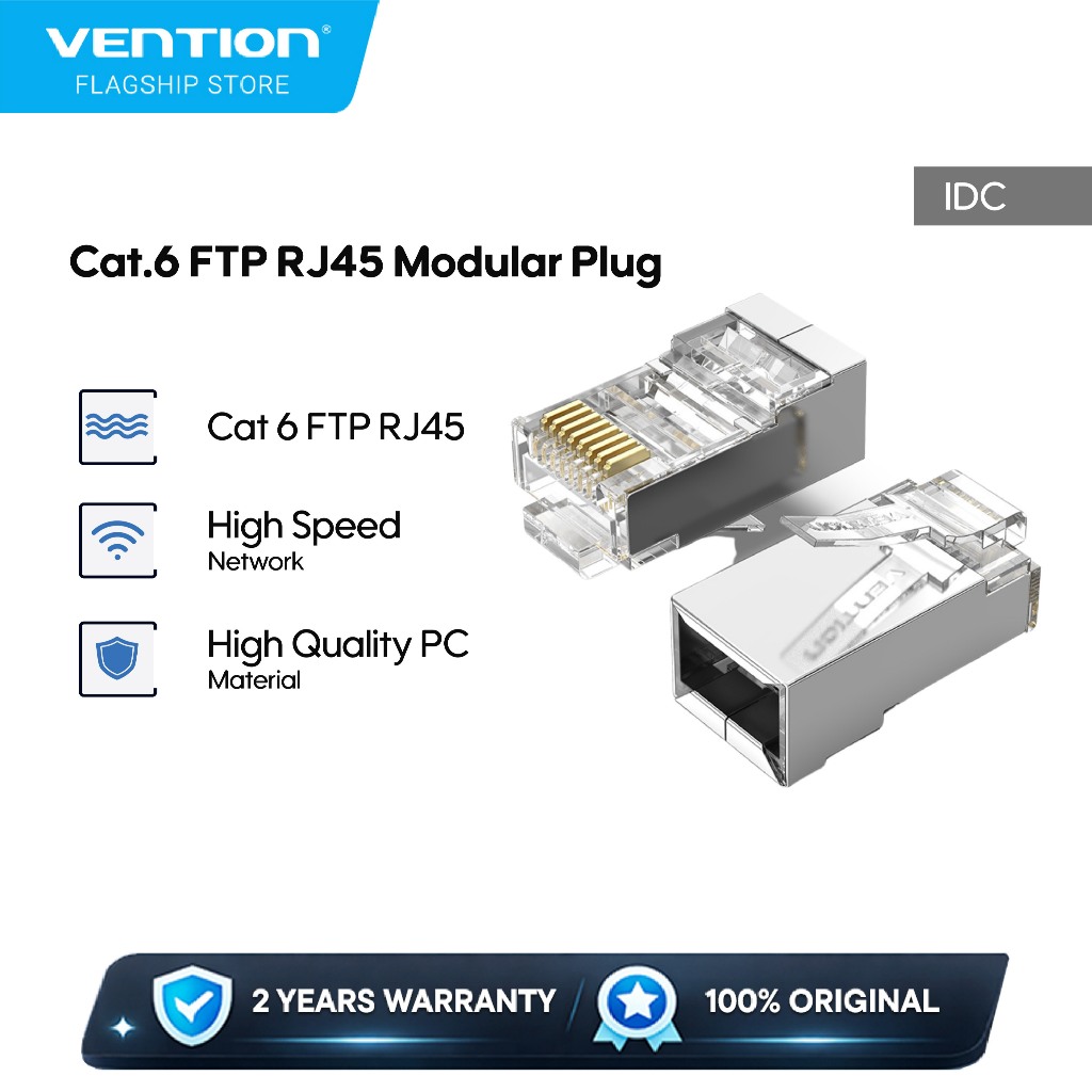 Jual Vention Conector LAN Cat 6 FTP RJ45 Modular Plug Transparent - IDC ...