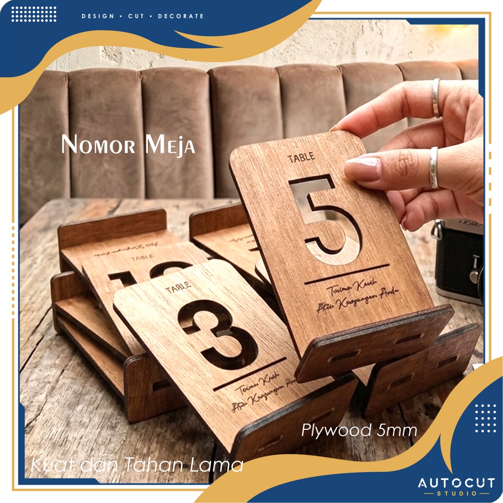 Jual Nomor Meja Kayu Minimalis - Papan Tanda Antri - Sign Number Table ...