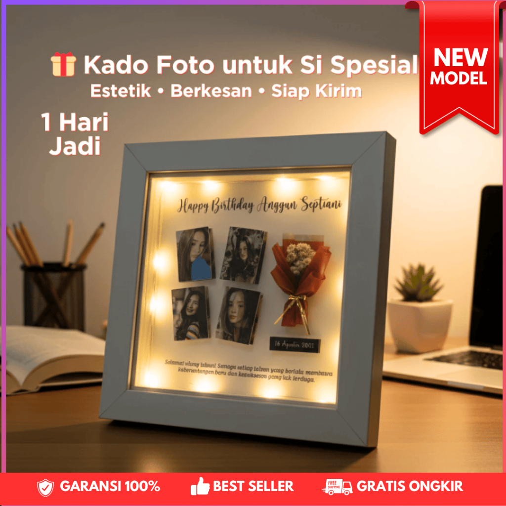 Jual Kado Ultah Bingkai Foto Gift Frame 3D Custom Paket Hadiah Teman ...