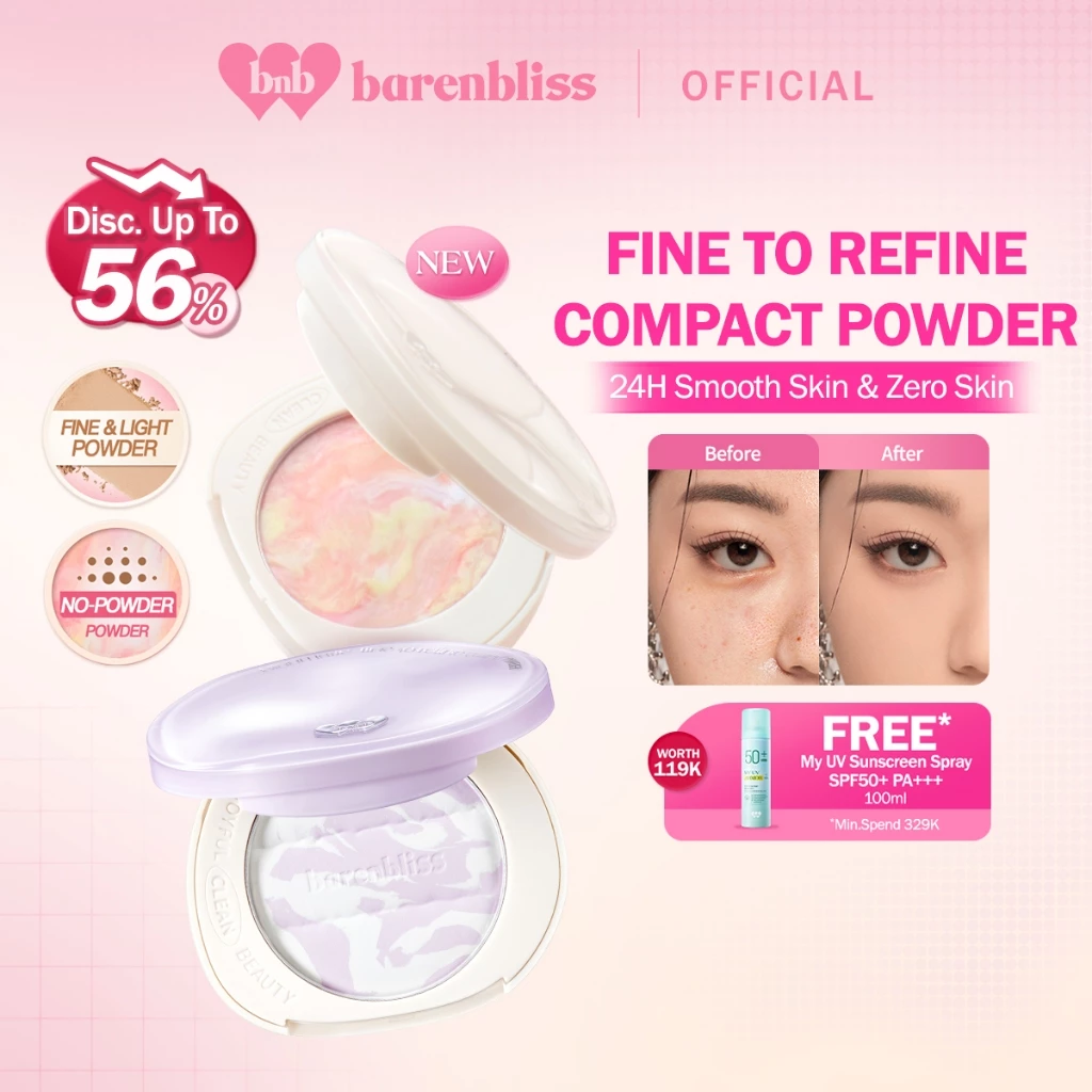 BNB barenbliss Bloomatte Fine to Refine Compact Powder 6g Instant Oil Control 24 Jam - Astarani Glow ビューティーケア
