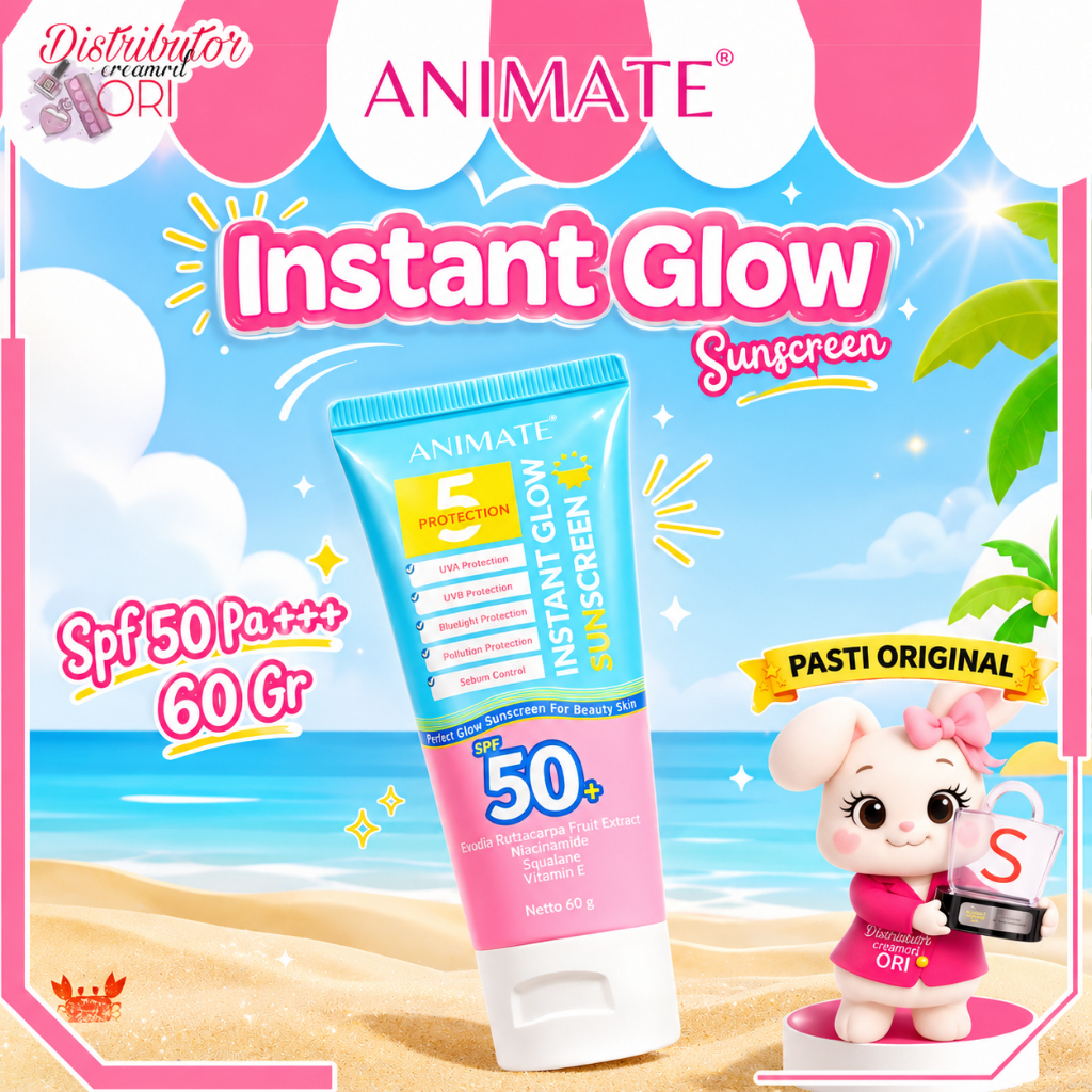 Jual Animate Instant Glow Sunscreen Spf 50 PA+++ Protection 60 gr ...