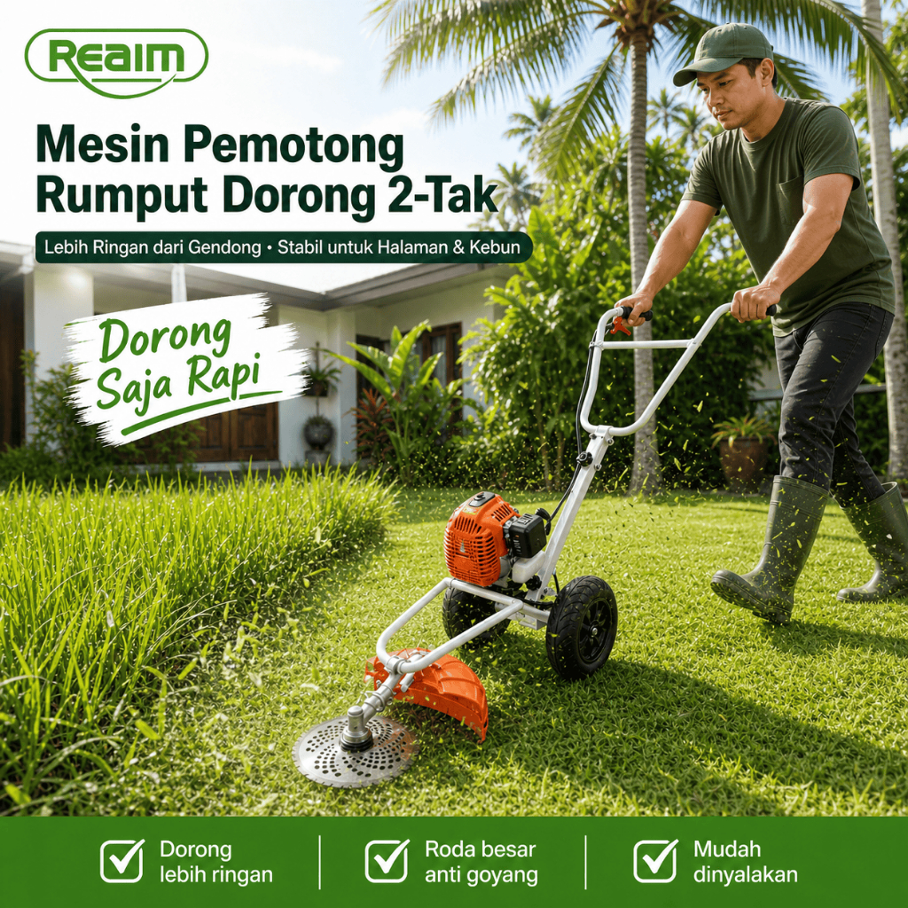 Jual REAIM Mesin Potong Rumput 2TAK 52CC mesin pemotong rumput dorong ...