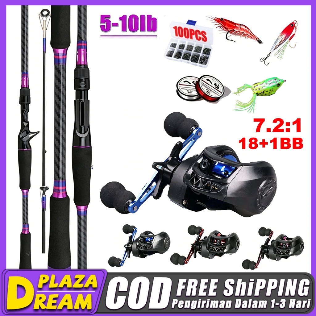 # Beli 1 Dapat 7 # Joran Pancing Set Reel Pancing Set Lengkap Kuat Set Tongkat & Gulungan Pancing Spinning Ultralight Set 1.65/1.8/2.1/2.4M Joran Pancing Ikan Joran Pancing Carbon Pancing