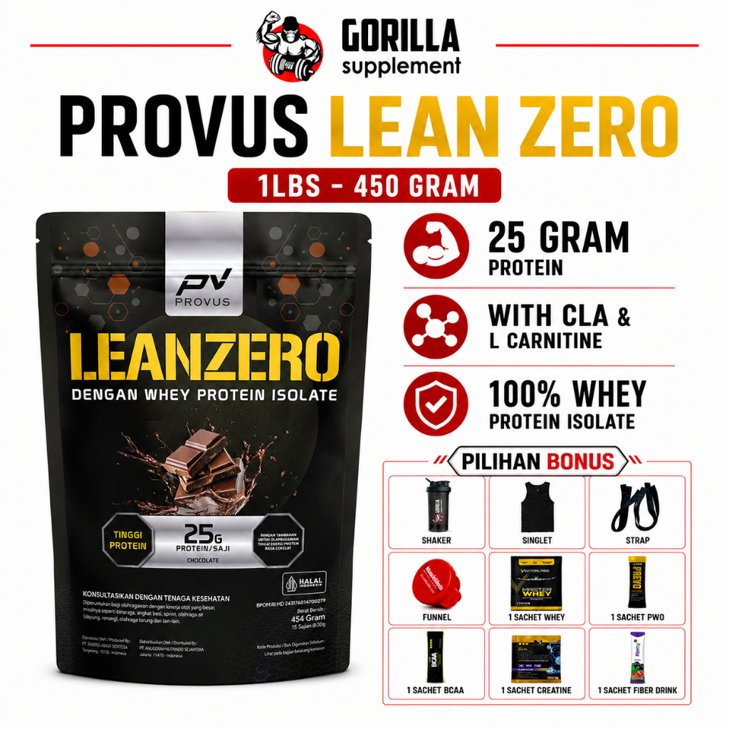 Jual PROVUS Lean Zero 1 lbs 450 Gram - Whey Protein Isolate + Fatburner ...