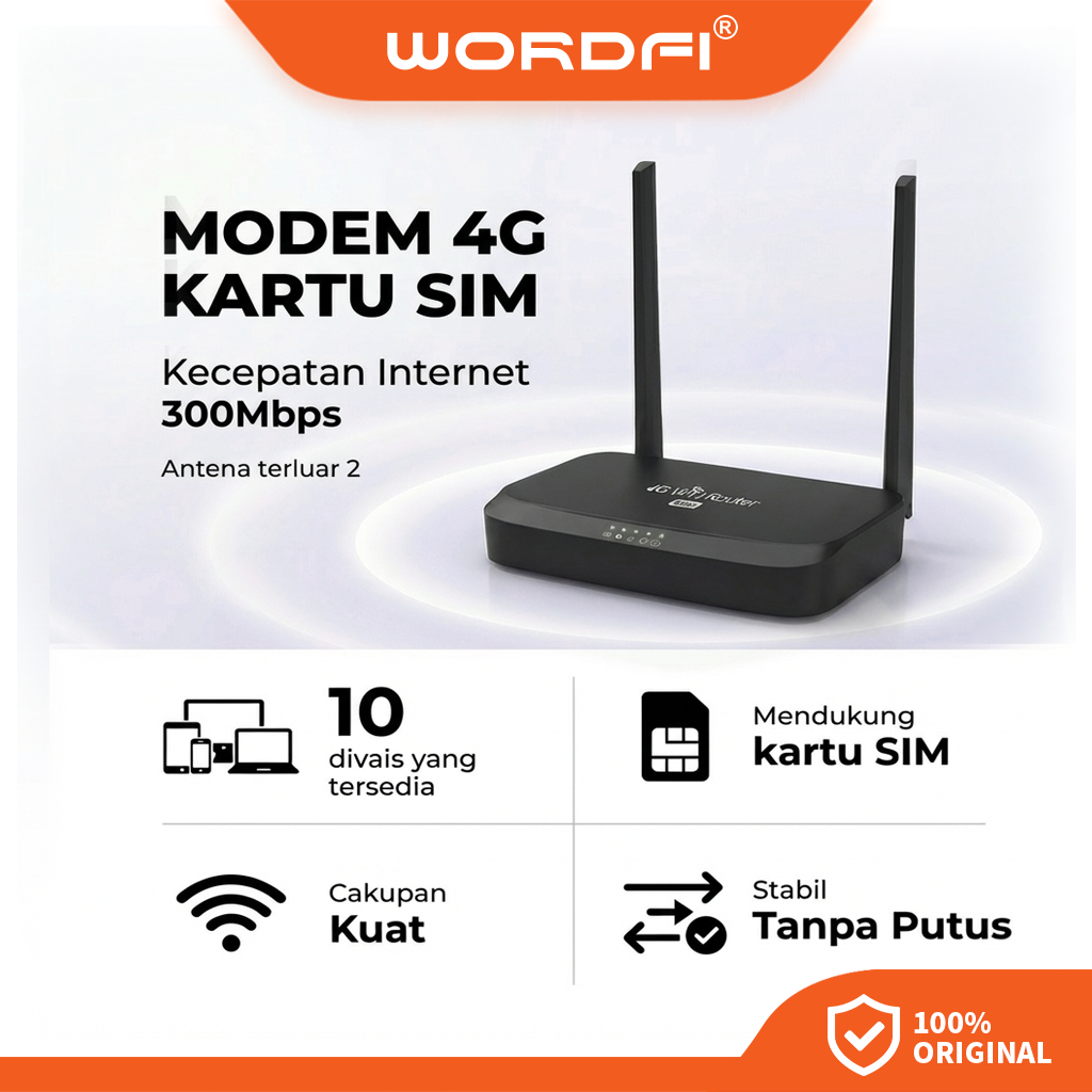 WORDFI|4G router|wifi extender|Modem WiFi dengan kartu SIM|Router WIFI6|Kecepatan internet 300 Mbps