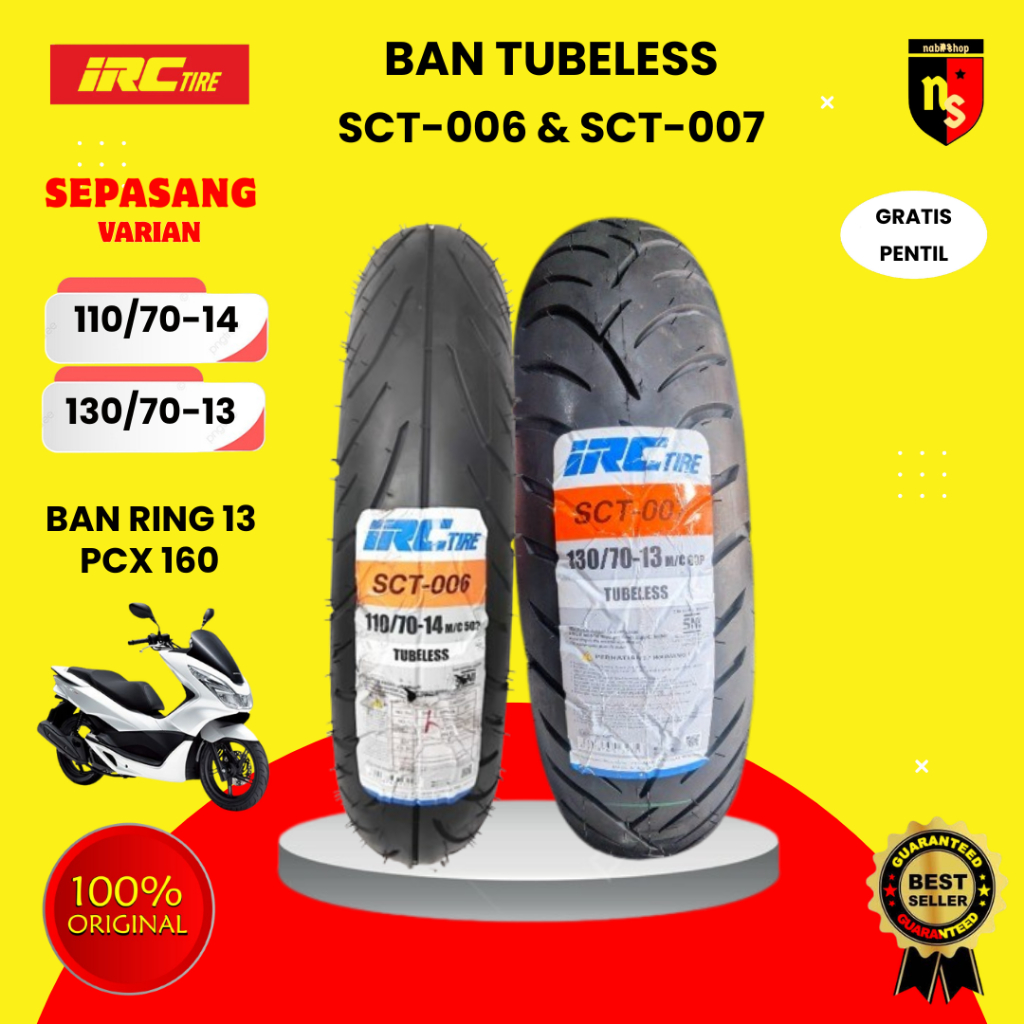 Jual Paket Ban IRC Motor PCX 160 110/70-14 Dan 130/70-13 Tubeless