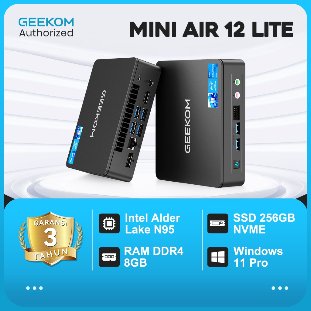 GEEKOM Mini PC Mini Air 12 Lite - Intel Alder Lake N95 Ram DDR4 8GB SSD 256GB Nvme Windows 11 Pro