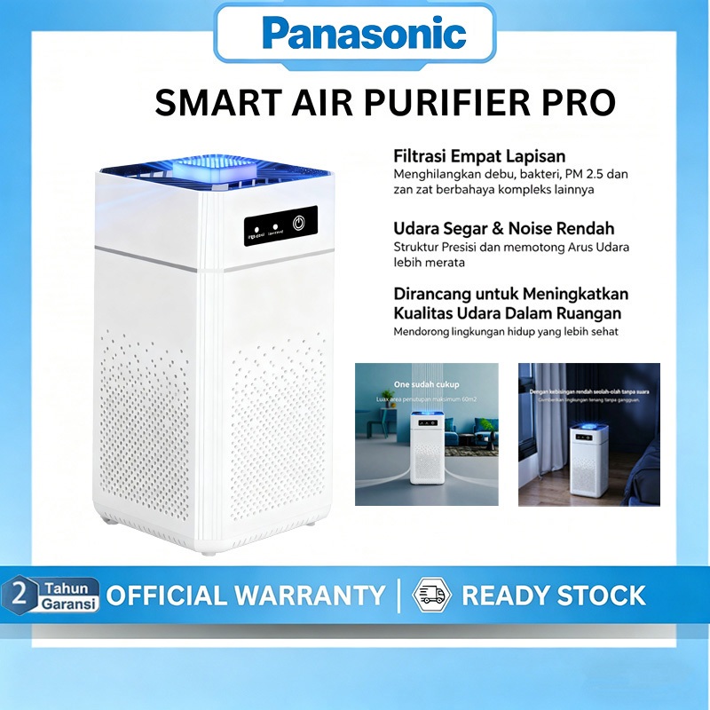 Panasonic 36000Pa Max Air Purifier 99.97%Medis Filter HEPA UV-C Free Aroma Antibakteri DanPenghilang Bau 24jam Bayi Pernapasan Kesehatan
