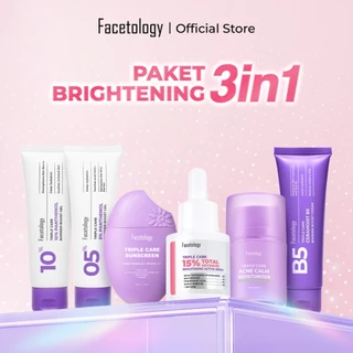 Paket Skincare Brightening 3in1 Serum + Sunscreen + Moisturizer, cerah, pori besar, kulit kering, berjerawat, SPF 30