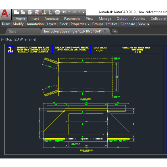 Jual Desain Box Culvert Tipe Single ukuran 10×6 10×5 10×4 format dwg ...