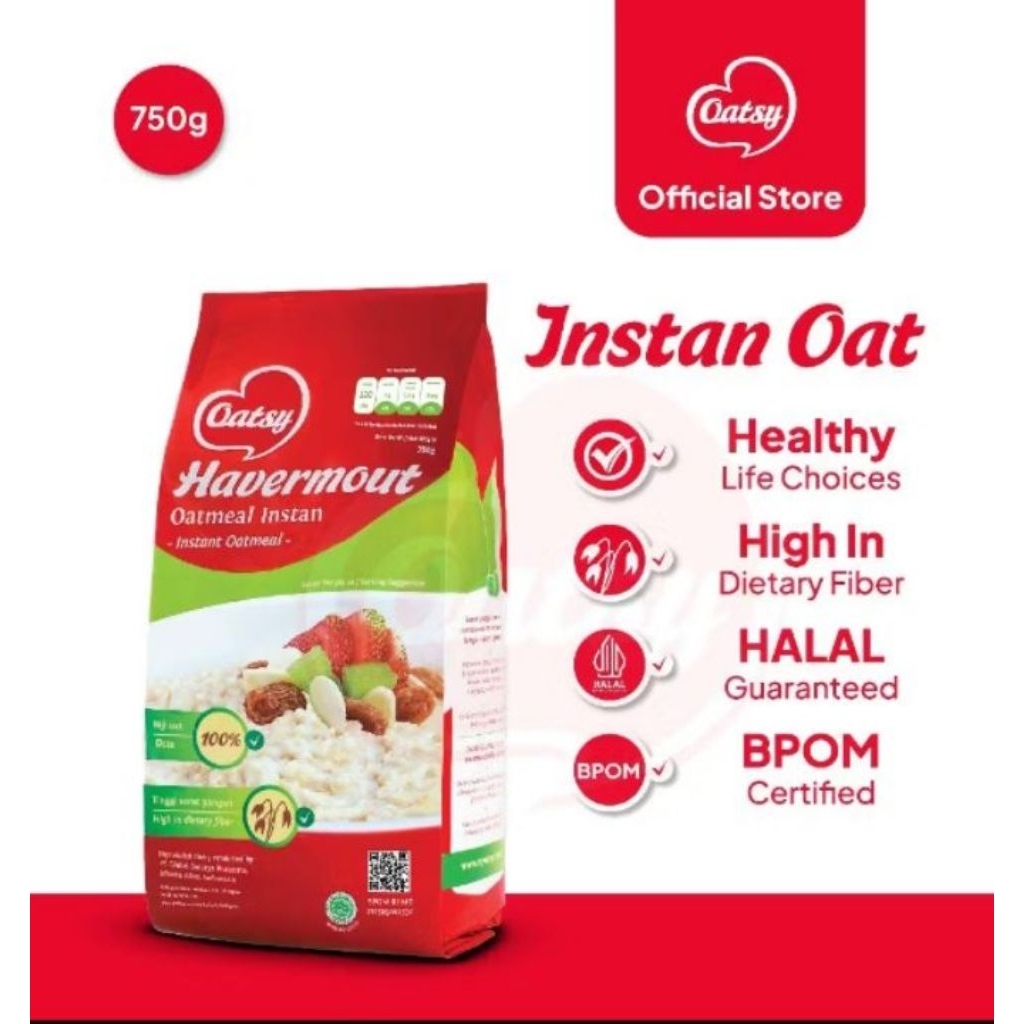 Jual OATSY Oatmeal Instant Merah 750gr (EXP Oktober 2027) | Shopee ...