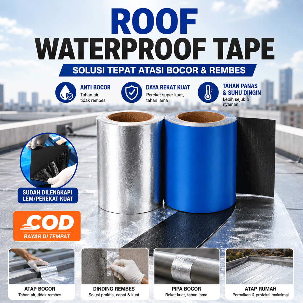 Jual [5M/10M] Lakban Anti Bocor Waterproof Aluminium Foil Tape Roof ...