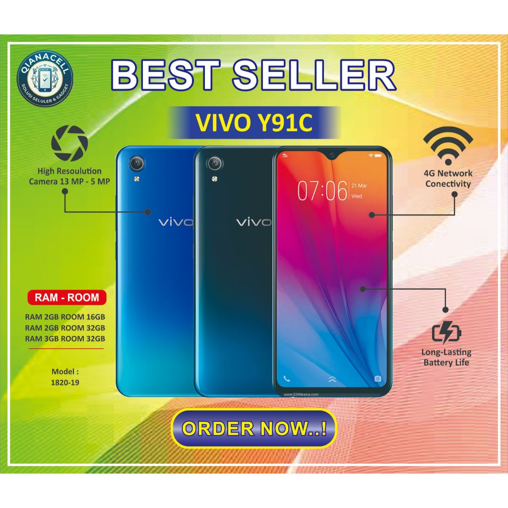 HP VIVO Y91C Second ram 2/32 Garansi 1tahun 4G LTE