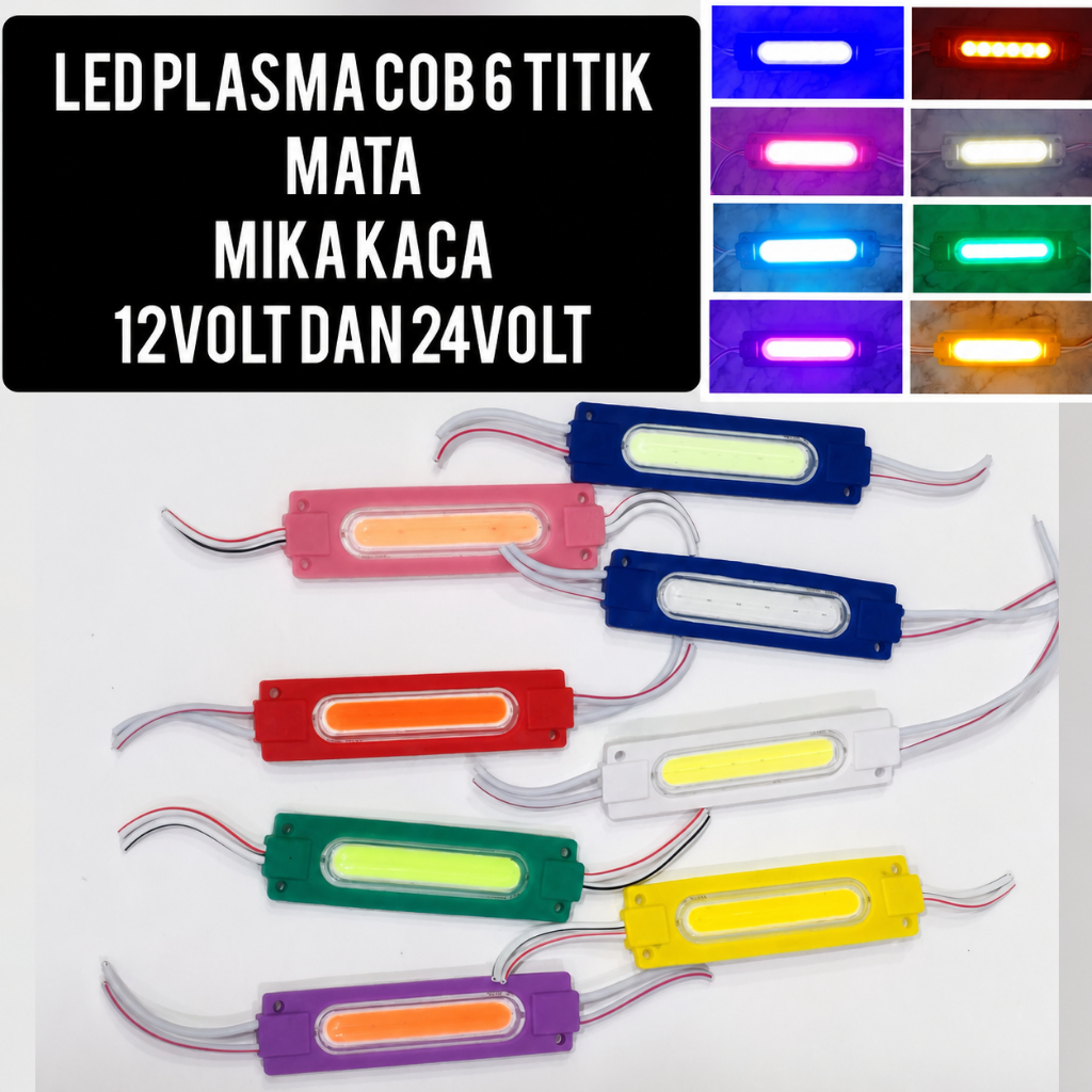 Led lampu variasi kolong mobil motor truk COB pendek kaca 6 led 12Volt 12V 12 Volt