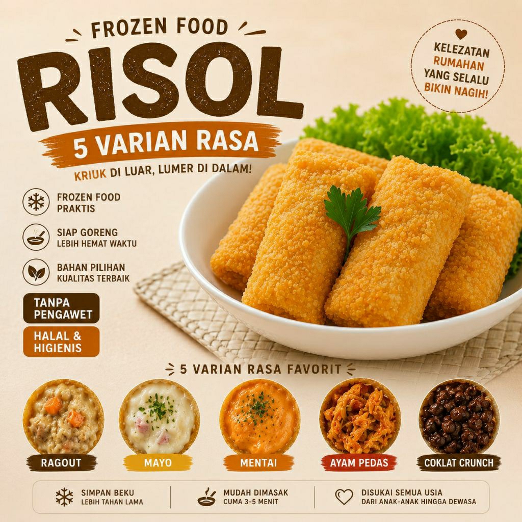 Jual Risol Frozen Isi 5 | Enak & Praktis | Mayo/Ragout/Mentai/Ayam ...
