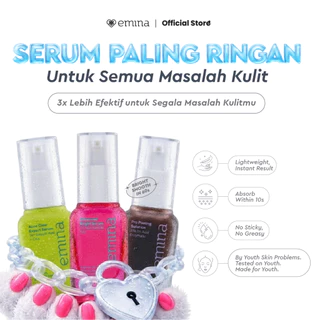 NEW! Emina Serum Series 17 ml - Serum Brightening Mencerahkan, Serum Acne, Peeling Serum, Exfoliasi Serum, Glowing, Serum Dark Spot, Meredakan Jerawat, Cepat Menyerap, Mengandung Niacinamide, Cica Complex, AHA BHA PHA Cocok untuk Semua Jenis Kulit