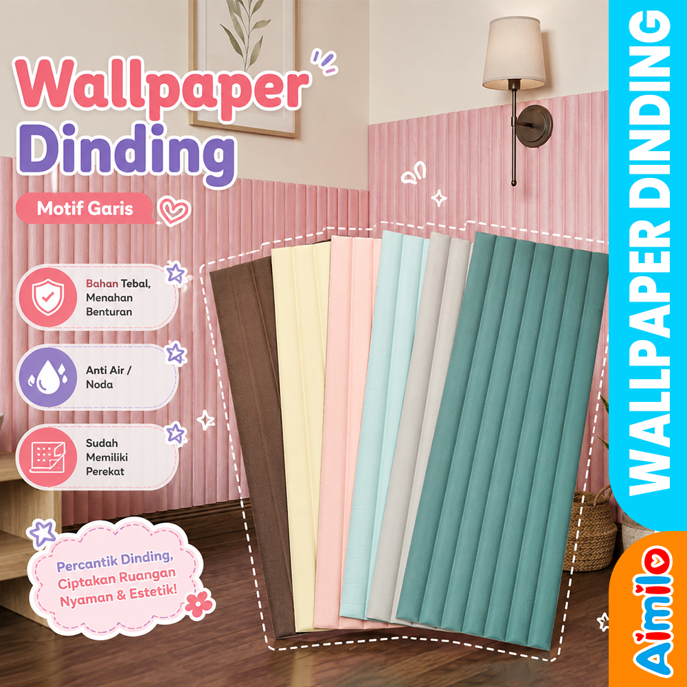 Wallpaper Dinding Kulit Sticker Foam Ukuran 76x23cm (5mm) Wall Paper Dinding Kamar Rumah Waterproof