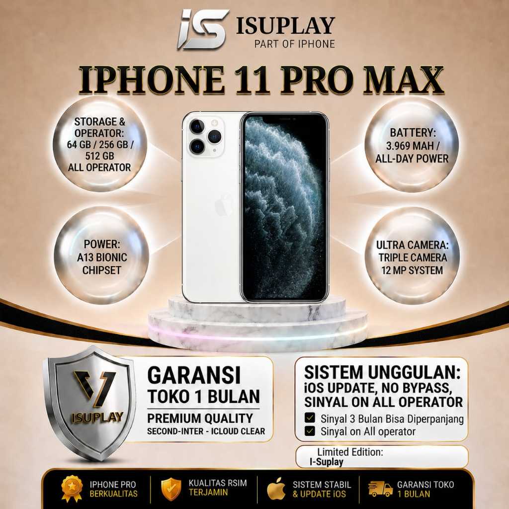 Jual IP 11 PRO MAX 64GB FULLSET SECOND INTER MULUS 100% Original ...