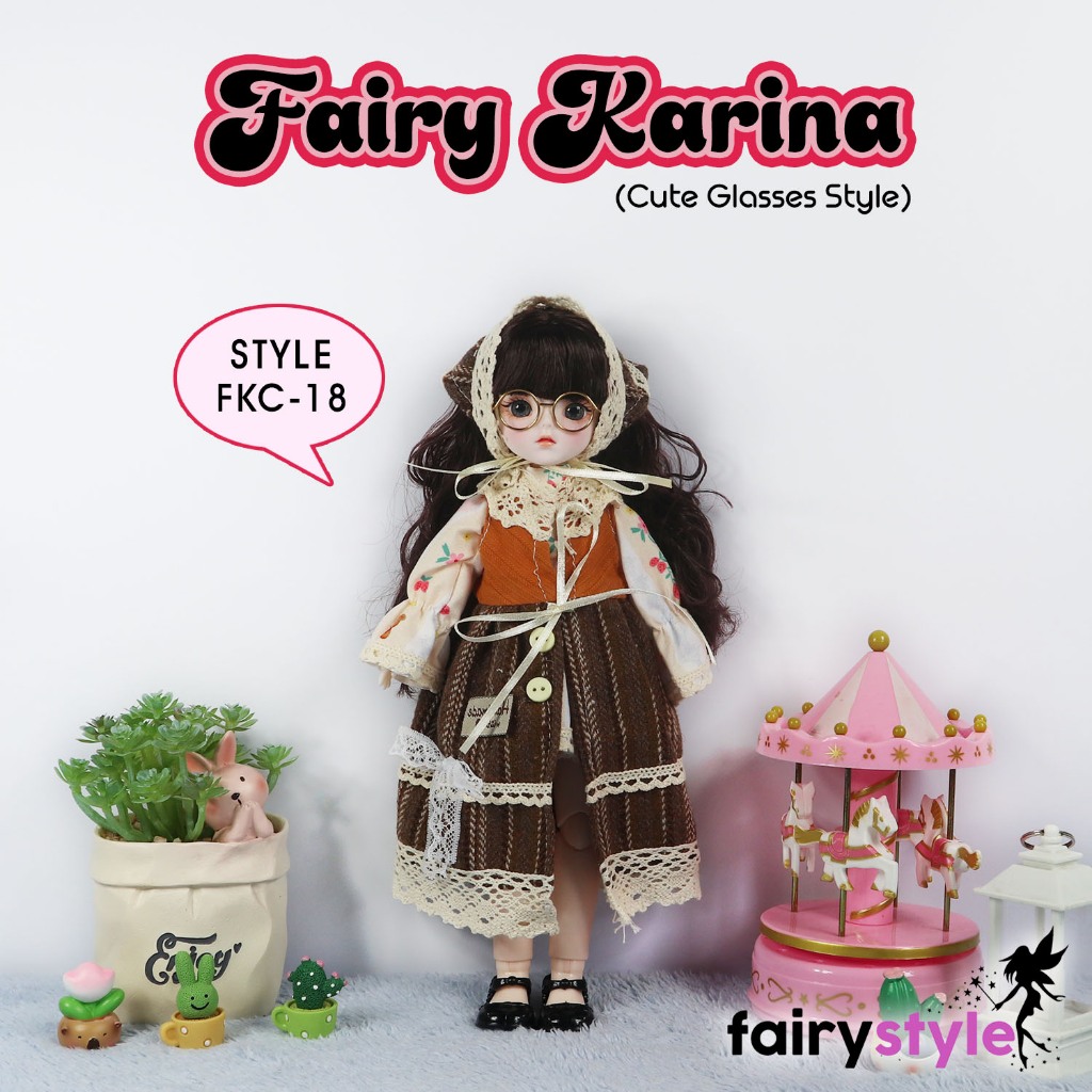 アイドル KARINA 30CM DOLL Jual Boneka Fairy Karina Cute Glasses BJD Ukuran 1/6 (30cm
