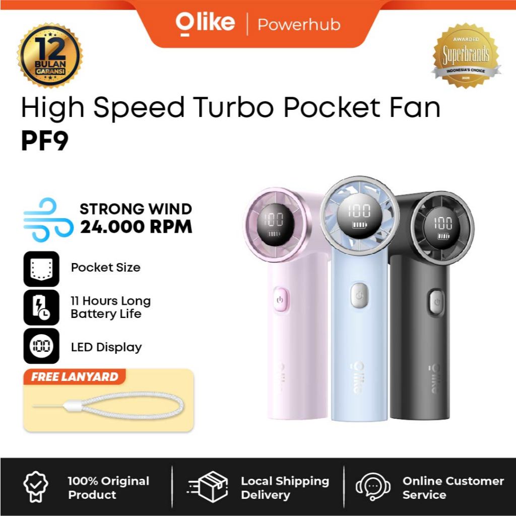 Jual [NEW PRODUCT] OLIKE Portable Mini Strong Wind Power Fan PF9 Kipas ...
