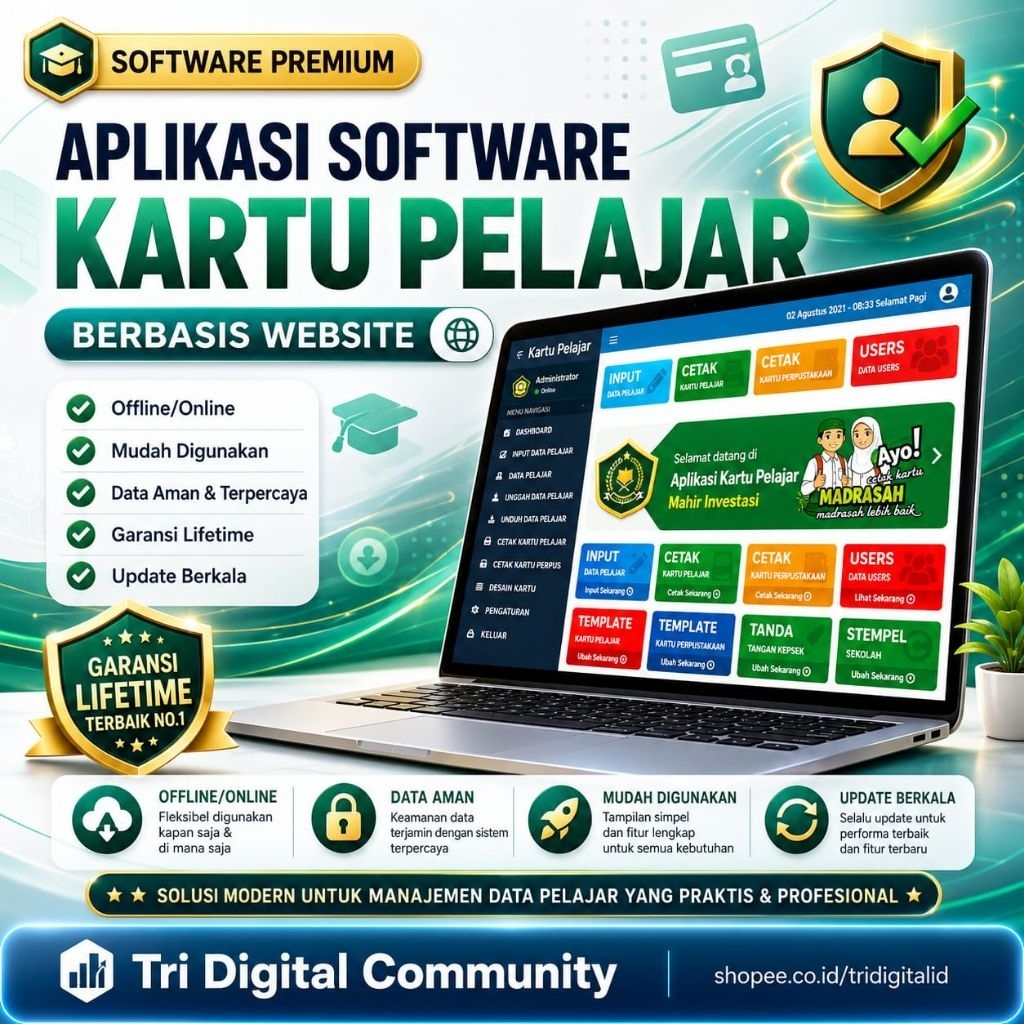Aplikasi Software Kartu Pelajar Berbasis Website Offline/Online- Tri Digital