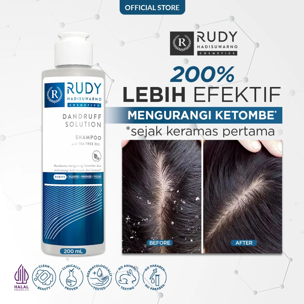 Rudy Hadisuwarno Dandruff Solution Shampoo 200 ml - Anti Ketombe, Mengatasi Ketombe, Mengurangi Gatal