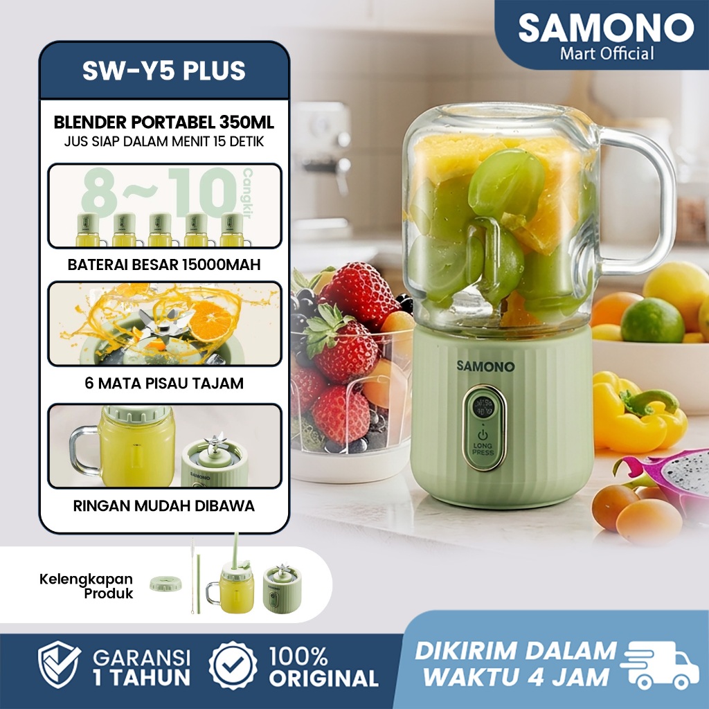 Jual SAMONO Blender Portabel 350ml Juicer Mini Elektrik 6 Mata Pisau ...